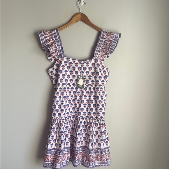 NEW OLIPHANT Smocked Square Neck Mini In Periwinkle In Blue Medium - Picture 2 of 13